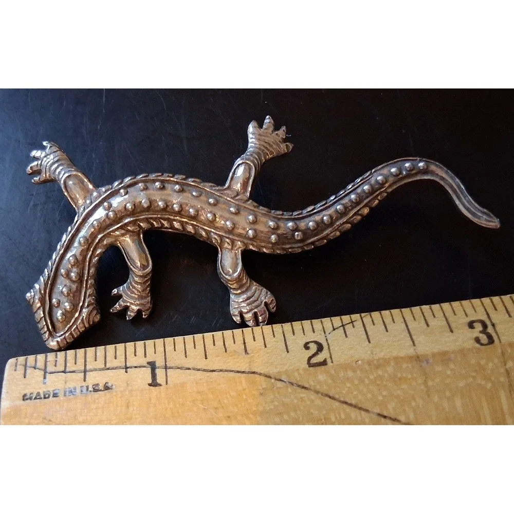 Vintage 1985 Seagull Pewter Canada Lizard Brooch Reptile Salamander Pin Silver